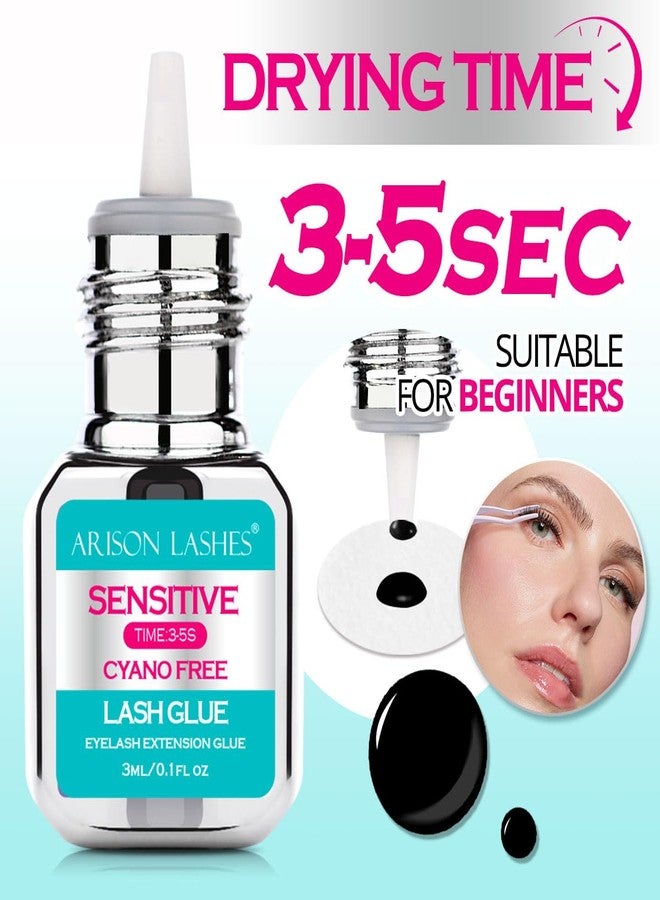 أريسون لاشز غراء رموش مناسب للحساسية، وقت الجفاف من 3 إلى 4 ثوانٍ، ثبات يدوم من 5 إلى 6 أسابيع، قوة ربط فائقة، غراء رموش أسود يدوم طويلاً (3 مل) - Image 2